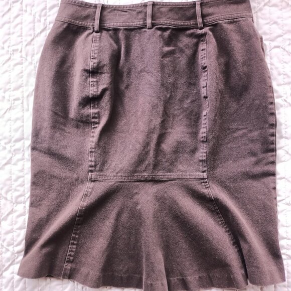 Chaps Brown Cotton Skirt - Size 6 - Stretch Fit - Picture 3 of 9